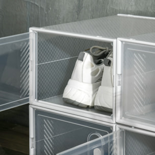 Armario Modular de Plástico Cajas de Zapatos Talla de 43 con 8 Cubos Puertas Magnéticas Muble Organizador para Entrada Pasillo Dormitorio 25x35x19 cm Transparente