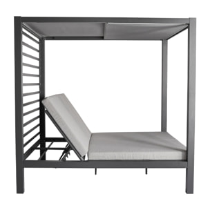 Lit de jardin 2 places structure aluminium gris foncé TALANA