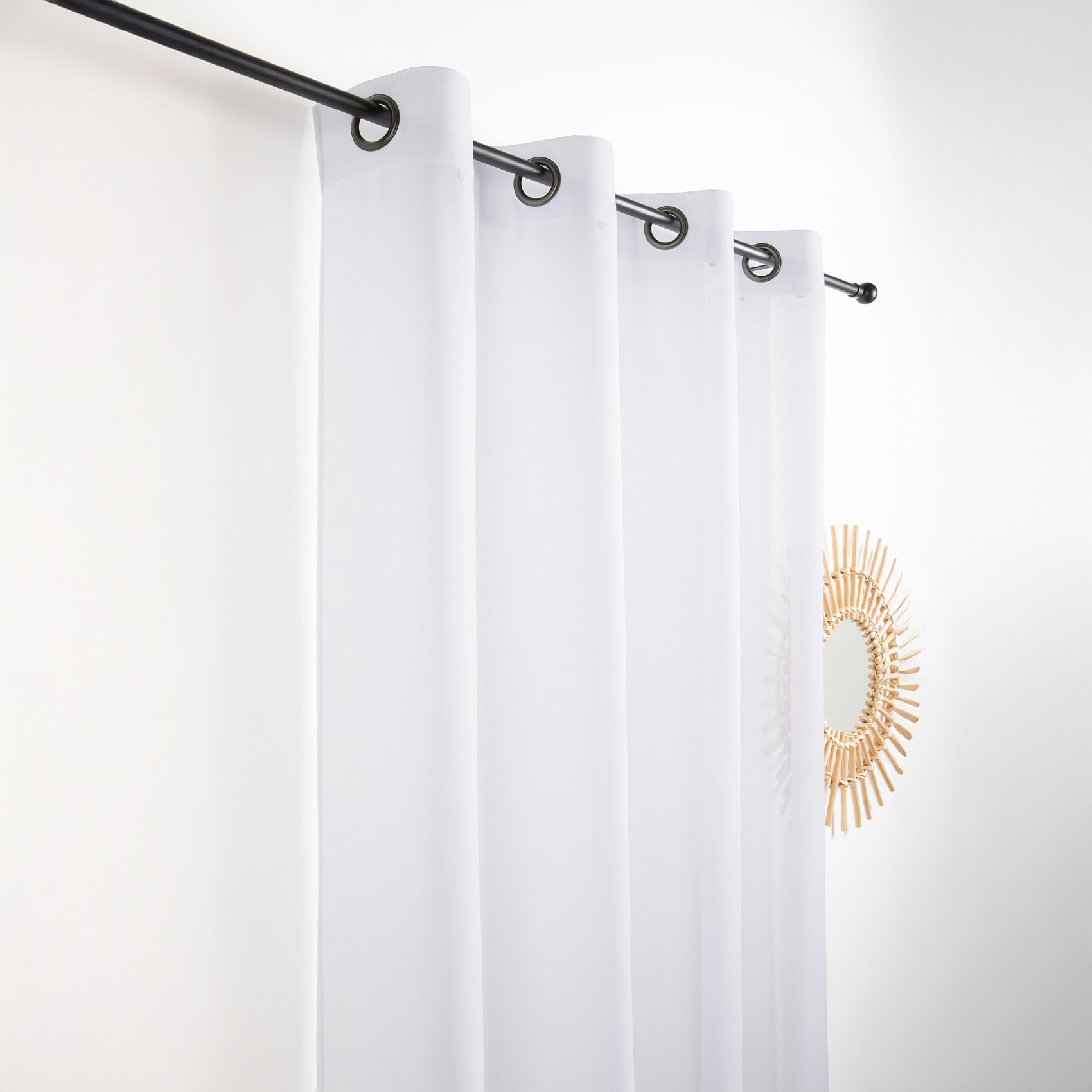 Voilage  - Effet naturel avec fils en relief - Blanc