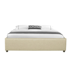 Lit coffre avec sommier Otto - Beige - Tissu