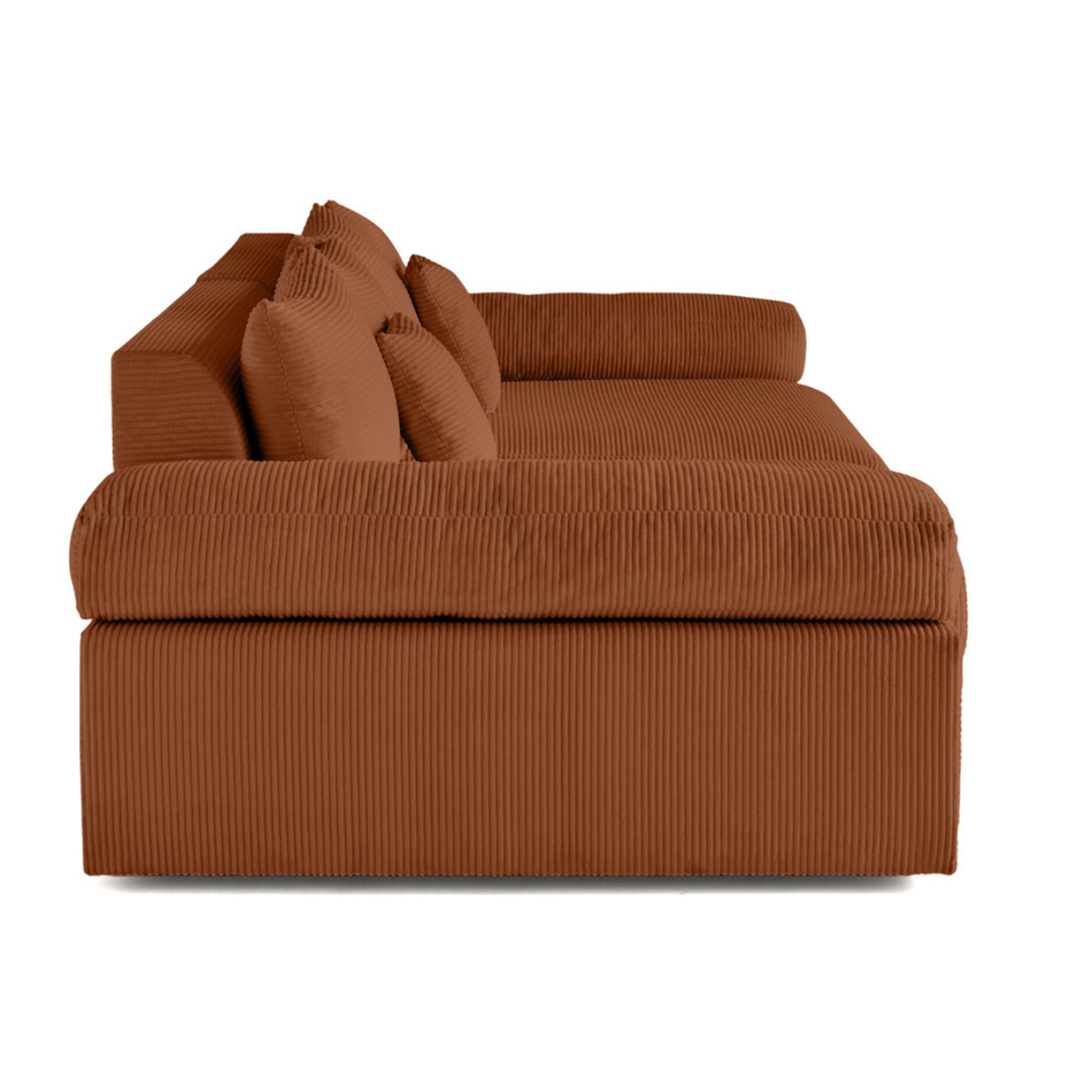 Aspen - canapé 4 places - assise profonde - velours côtelé - Terracotta