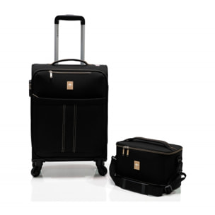 Lot valise cabine souple + Vanity "Ultra léger" - Lys Paris - Noir