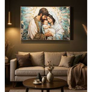 STAMPA DIPINTA SU TELA LACCATA NATIVITA' C/CORNICE CM 122X4X82