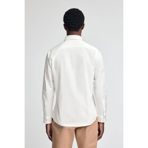 Camisa blanca de corte slim y cuello italiano con logo Polo Club