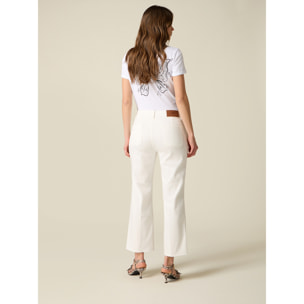 Oltre - Pantaloni cropped in drill misto cotone - Bianco
