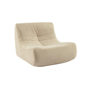 Fauteuil chauffeuse en velours style contemporain 3 places beige