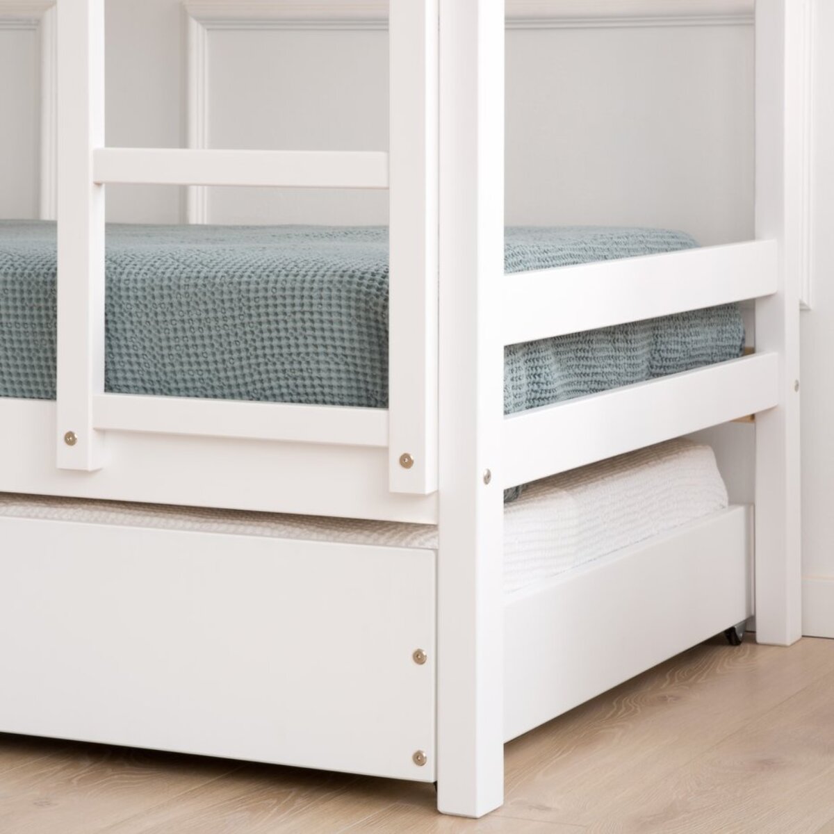 Lit superposé Kivu -bois de pin-couleur laqué blanc mat 205 x 144 x 101 cm