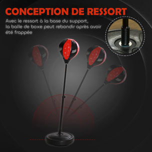 Punching ball enfant - sac de frappe enfant - hauteur réglable - base lestage, pompe, 2 gants inclus - rouge noir