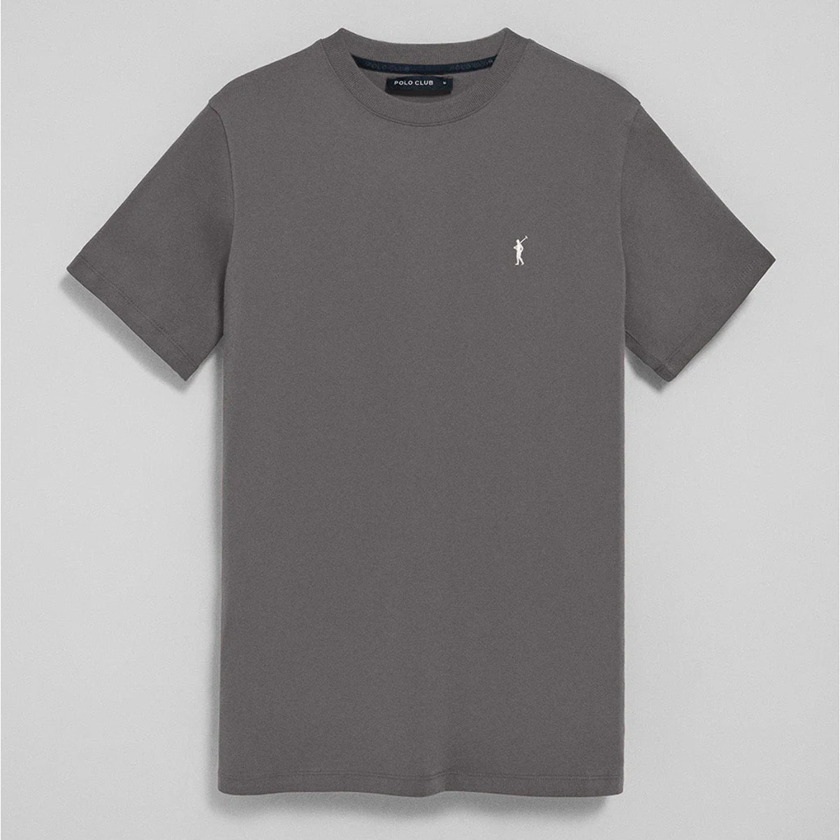 Camiseta gris asfalto con cuello redondo y bordado Rigby Go