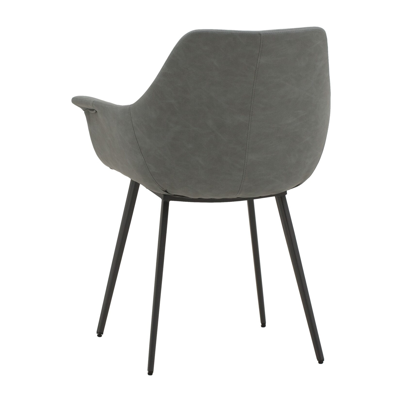 Set di 4 sedie MIRASIERRA in similpelle grigio e gambe in metallo nero, con braccioli