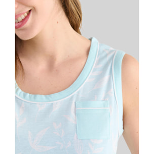 Camisón corto mujer hojas sin mangas ligero