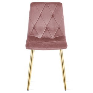 Sedia Libra in velluto rosa con gambe dorate