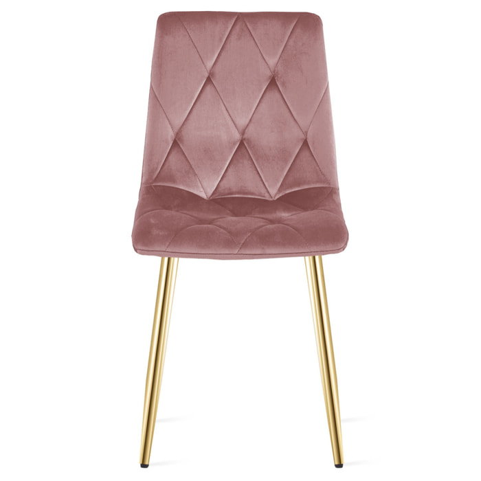 Sedia Libra in velluto rosa con gambe dorate
