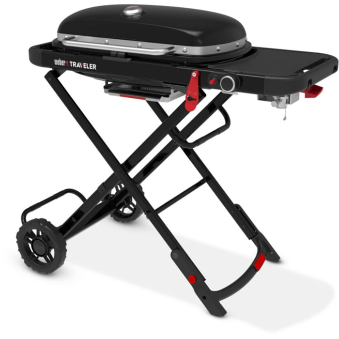 Barbecue gaz WEBER Gaz Traveler, sur chariot, 1 brûleur, surface de cuisson 63.5 x 34.3 cm
