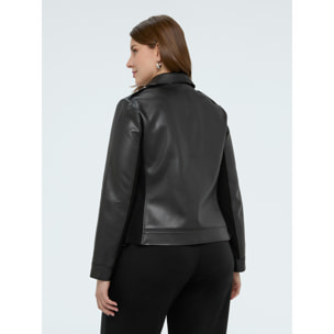 Fiorella Rubino - Chaqueta biker con detalles a rayas - Negro