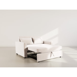 Ernest - Canapé droit 2 places convertible en velours côtelé - Beige