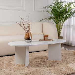 Table basse ovale effet travertin 119x60cm VENUS