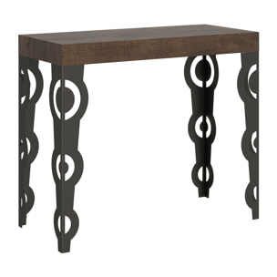 Console Karamay Premium cm.90x40 (extensible à 300) Noyer cadre Anthracite