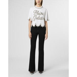 PHILIPP PLEIN Cropped T-Shirt Crystal Waves