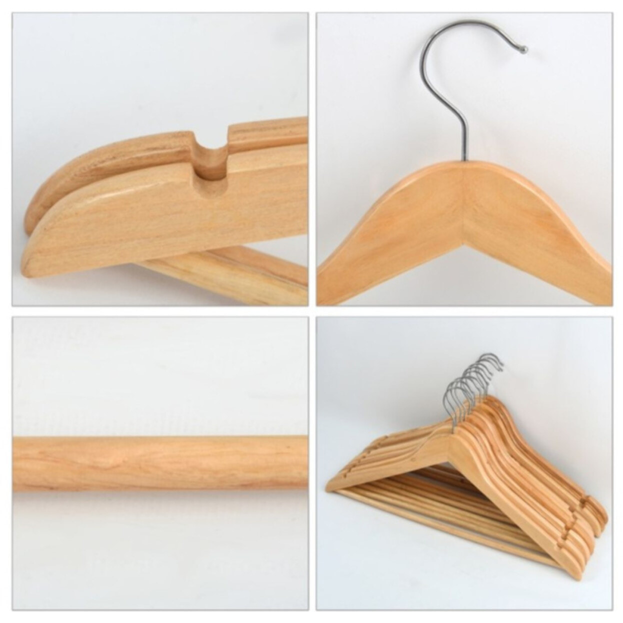 Lot de 36 cintres en bois à  Tête en métal chromé pivotante MSV