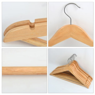 Lot de 36 cintres en bois à  Tête en métal chromé pivotante MSV