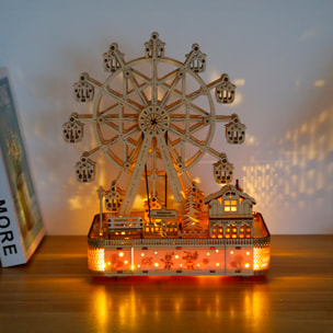 Modello in Legno 3D, design di Ruota Panoramica con musica e movimento meccanico. 183 pezzi.