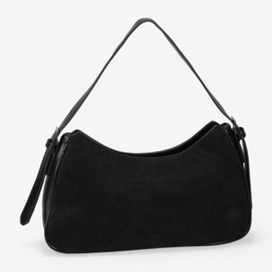 Bolso de hombro negro con hebillas