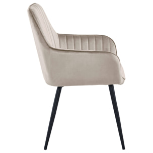 Set di 2 sedie con braccioli Solden in velluto beige
