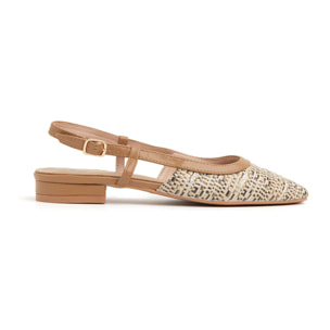 Slingback con tacco 3 e punta stondata - KHAKI