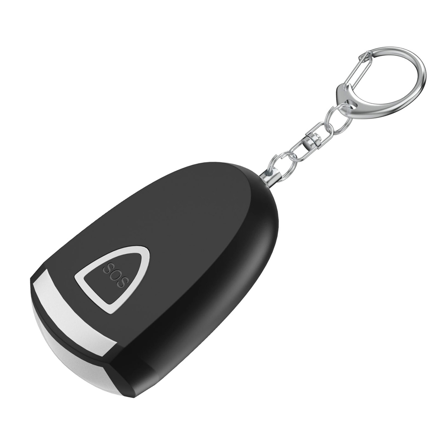 Alarma SOS personal con LED brillante y sonido de 130 dB. Batería recargable y activación rápida por tirón de anilla.