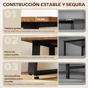 Escritorio Estilo Industrial, 120x60x76 cm, Mesa de Escritorio, Mesa de Ordenador con Marco de Acero, Fácil de Montar, para Casa, Oficina, Dormitorio, Estudio, Marrón Rústico