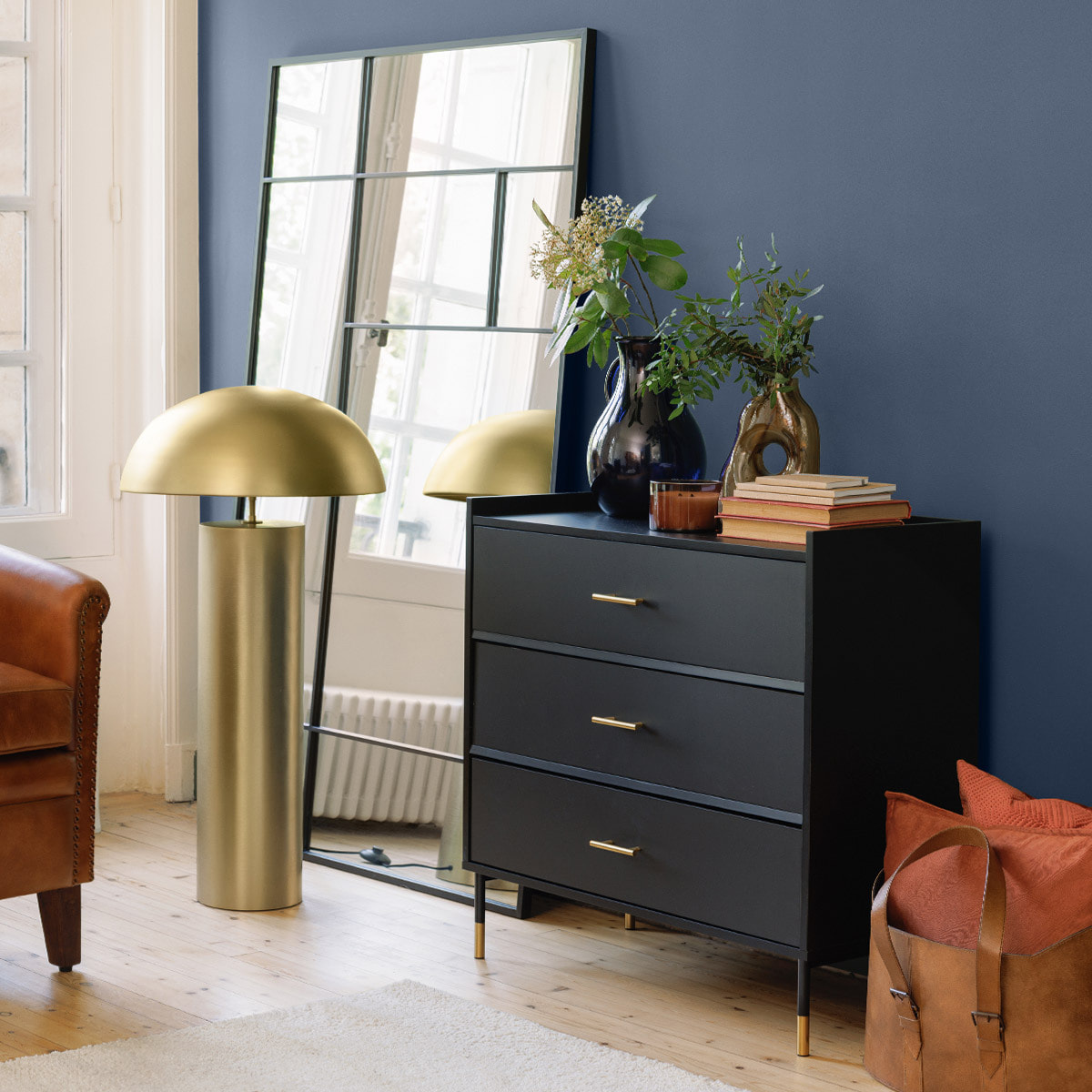 Commode "Tedy" - 3 tiroirs - bois et métal - noir