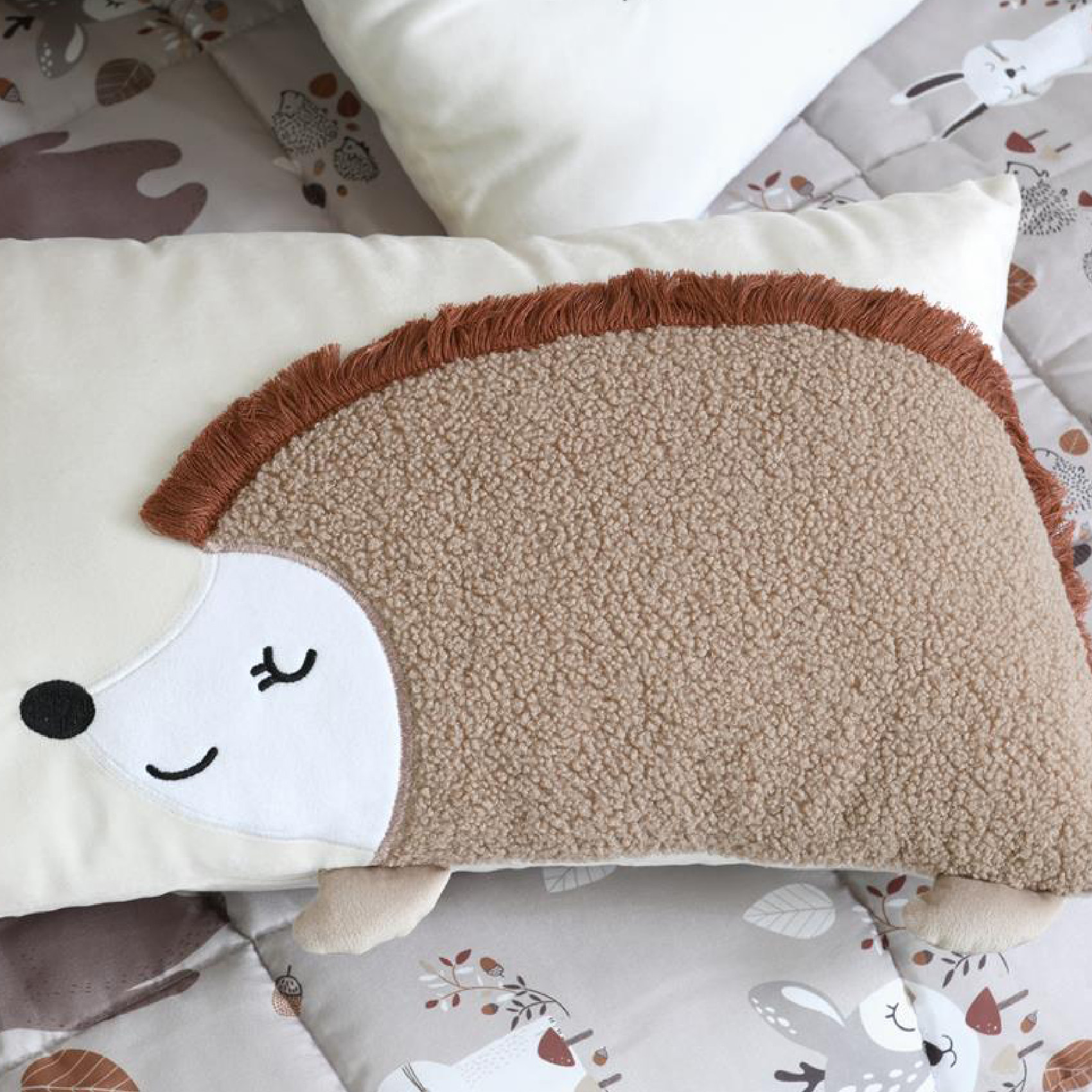 Coussin rectangulaire enfant hérisson - Naturel