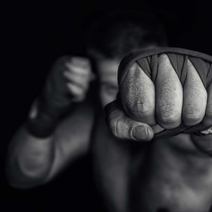 Affiche boxe left wing Affiche + cadre en bois - Noir