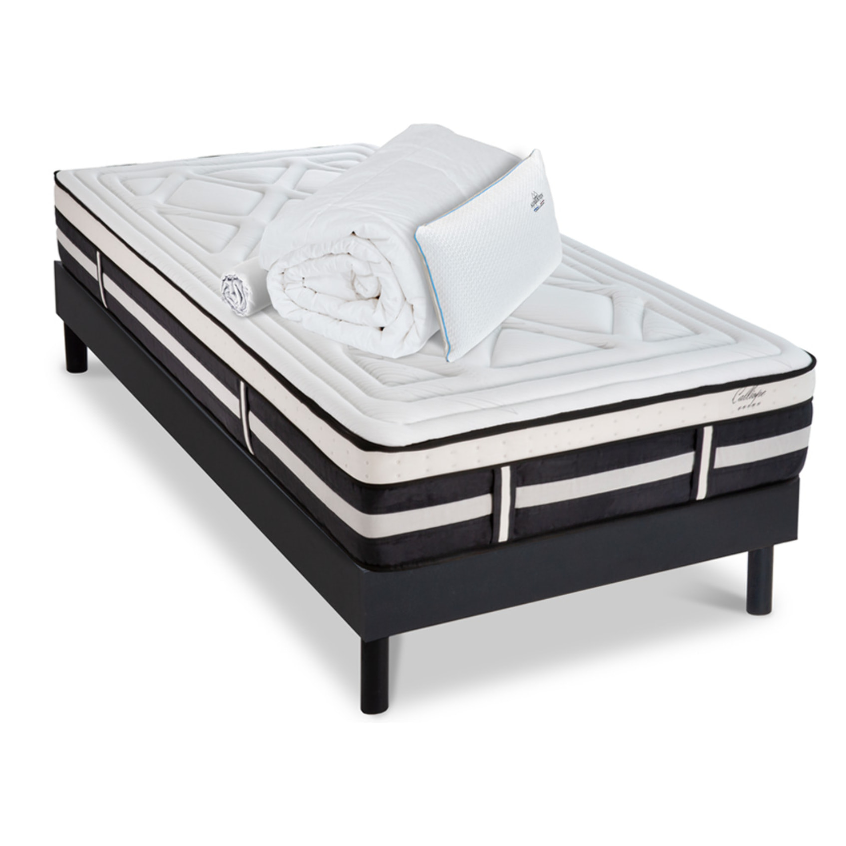 Ensemble Matelas Calliope mémoire de forme - 28cm + sommier kit bois - 1 place