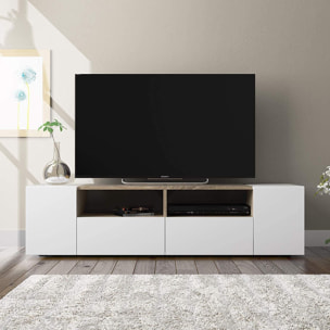 Mobile Porta TV Moderno Con Ante E Vani a Giorno Parete Attrezzata Salvaspazio Per Soggiorno Salotto Cameretta Camera 138x40.2x34 Cm Bianco E Rovere
