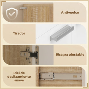 Alacena de Cocina Alta, Mueble Auxiliar de Cocina con 6 Puertas y Gran Cajón, Estantes, Encimera Amplia para Microondas, para Comedor, Salón, 120x40x175 cm, Blanco y Natural