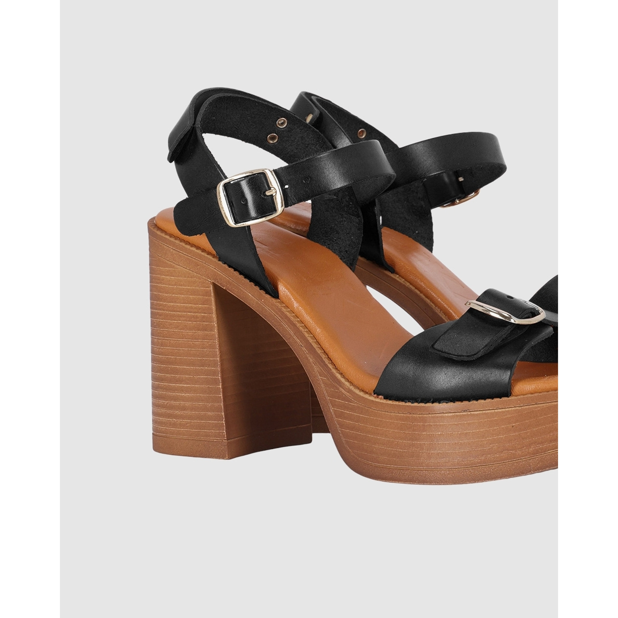 Sandalias de Piel - Negro - Tacón: 9 cm