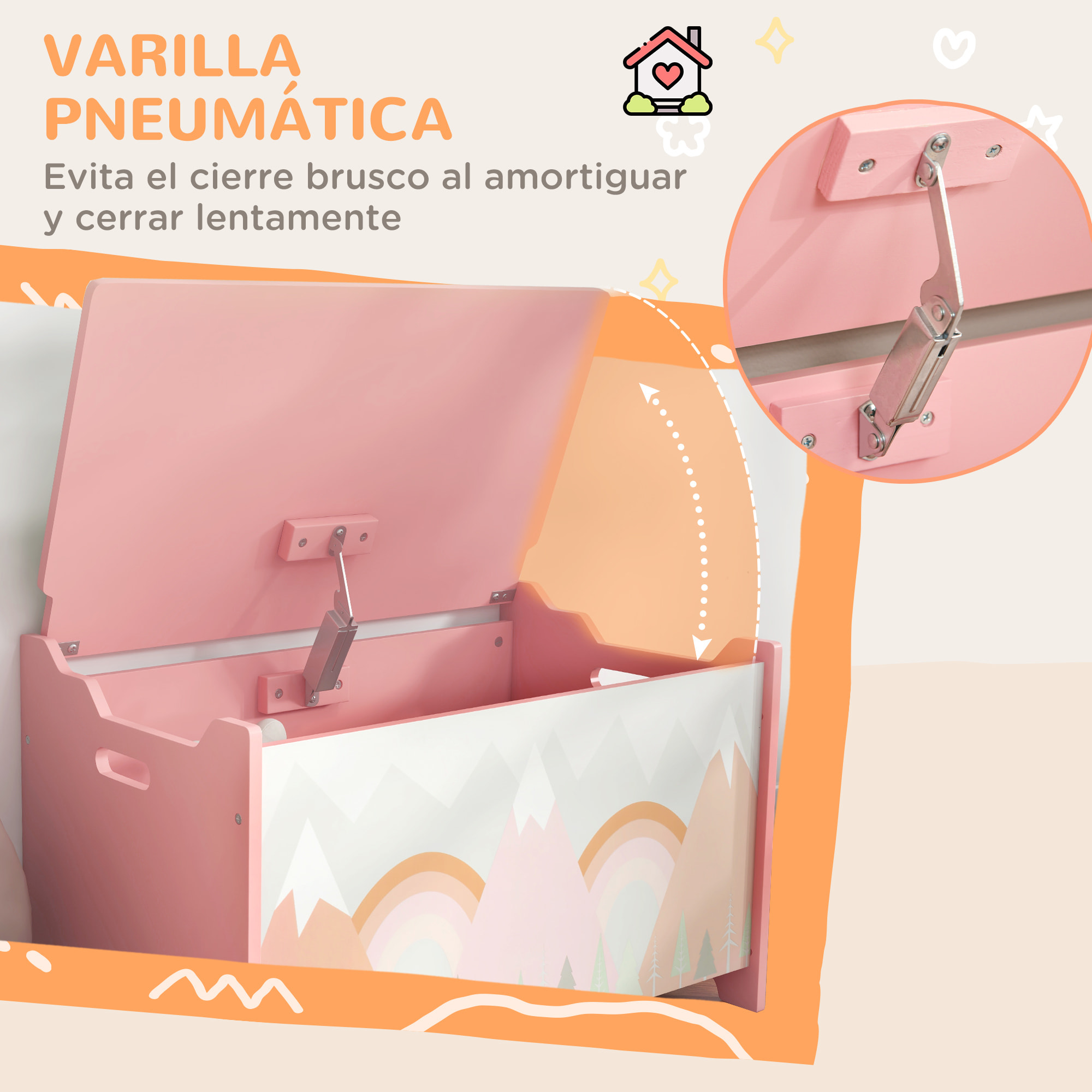 Cajas de Almacenamiento Cajas de Juguetes para Niños de 3 a 8 Años con 2 Asas y Estampado de Zorro Carga 20 kg para Libros Ropas en Dormitorio Salón Comedor 60x37x39 cm Rosa