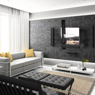 Vienna - Camino a bioetanolo da parete 65x23xH75 cm, colore nero