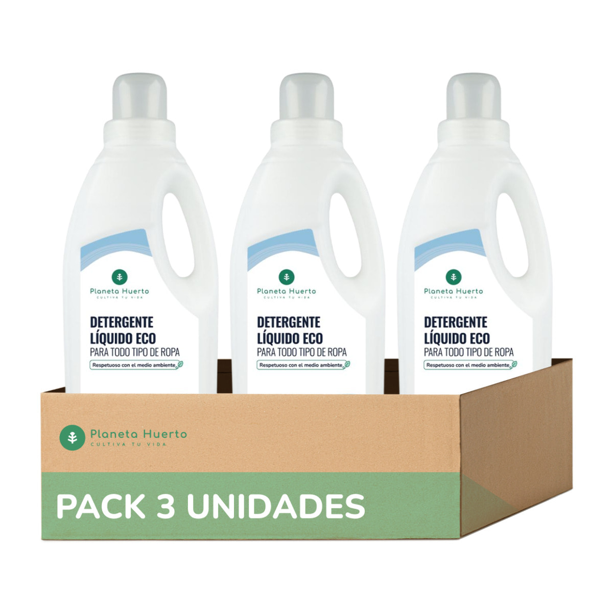 PLANETA HUERTO Pack 3x Detergente Líquido Ropa ECO Aroma Natural a Ropa Limpia 1,5 L – Ecológico y Hipoalergénico