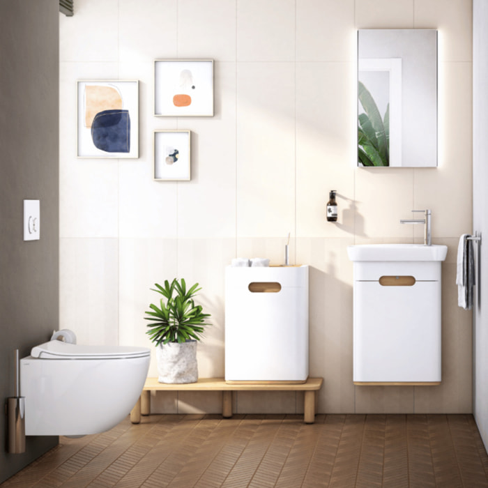 WC suspendu compact sans bride VITRA Sento blanc brillant + abattant