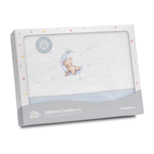 Triptico Coche Coralina Estampado Oso Luna Estrellas Bco/Azul