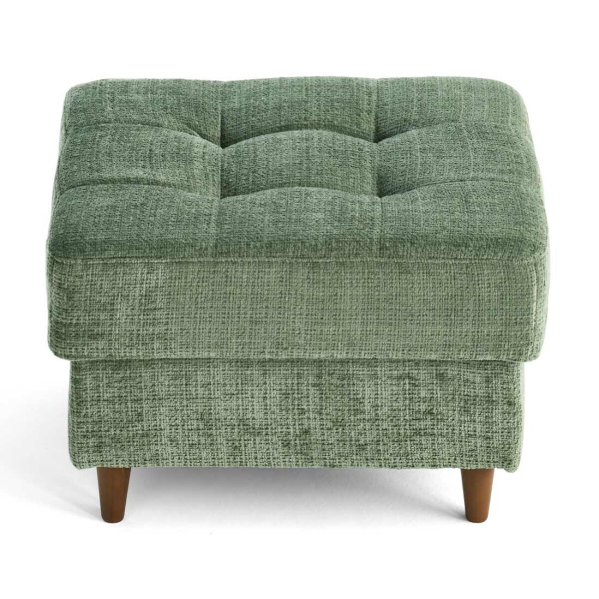 Anna - pouf en velours texturé - pieds en bois - Vert sauge