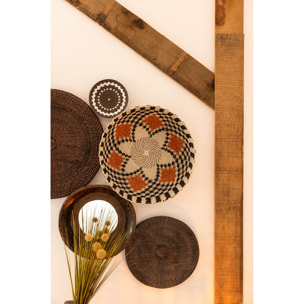 J-Line miroir Rond Forme De Bol - bois - marron - Ø 35 cm