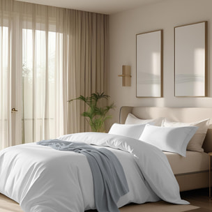 Parure copripiumino in raso tinta unita bianco