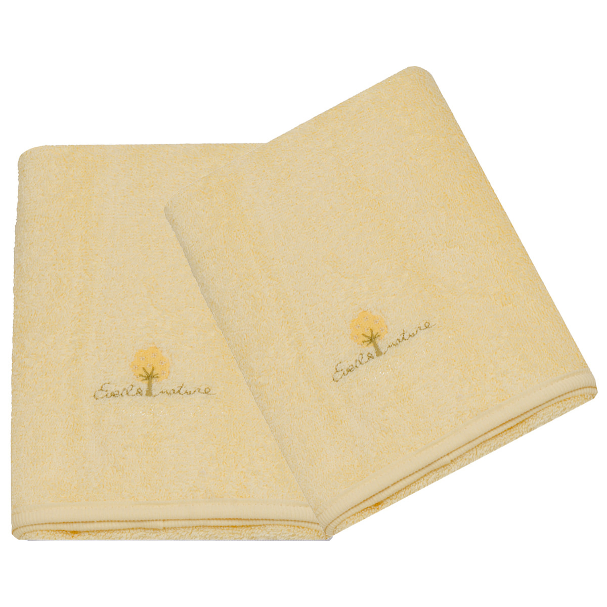 Lot de 2 Serviettes éponge 50X90 cm Coton bio-Jaune