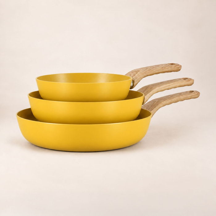 Lot de 3 poêles revêtement céramique safran -  tous feux SAFRAN