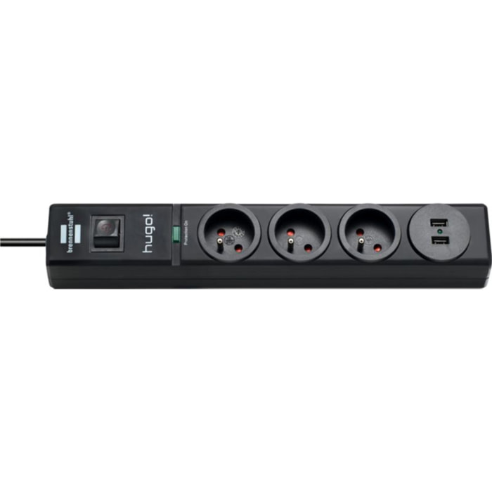 Parasurtenseur BRENNENSTUHL 3 PRISES NOIR 2xUSB 2M H05VV-F 3G1.5