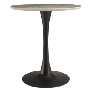 ICARE - Ensemble n°3: table bistrot D70cm en céramique marbré vert